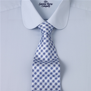 Savile Row Plain Blue Cotton Round Collar Shirt