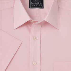 Savile Row Plain Pink Short-Sleeve Poplin Shirt