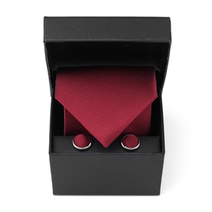 Savile Row Plain Red Boxed Tie-and-Cufflink Set