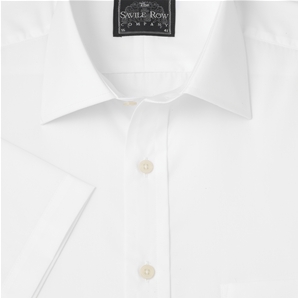 Savile Row Plain White Short-Sleeve Poplin Shirt