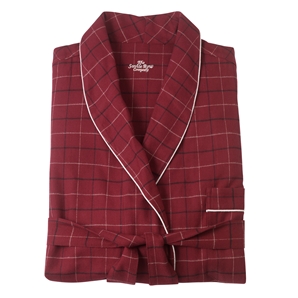 Savile Row Red Check Men` Brushed Cotton Dressing Gown