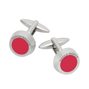 Savile Row Red Enamel and Silver Effect Cufflinks