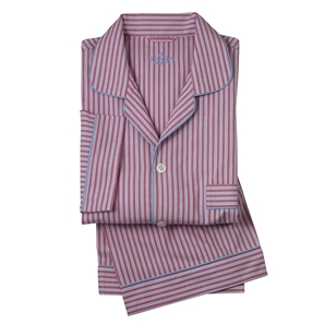 Savile Row Red Light Blue Stripe Men` Cotton Poplin Pyjamas