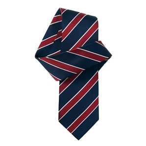 Savile Row Red Navy Club Stripe Pure Silk Tie