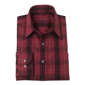 Savile Row Red Navy Tartan Casual Shirt