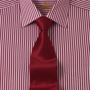 Savile Row Red White Stripe Four Fold Superfine 300 Business Shirt