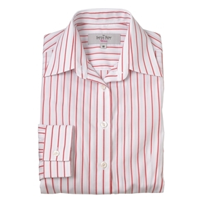 Savile Row Red White Striped Women` Cotton Shirt