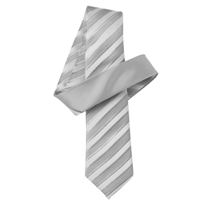 Silver Self Stripe/Plain Knot Skinny Pure Silk Tie