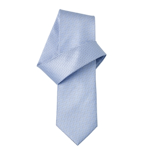 Savile Row White Blue Herringbone Pure Silk Tie