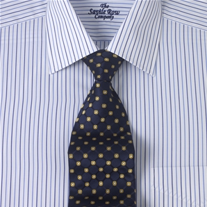 Savile Row White Navy Blue Narrow Stripe Classic Shirt