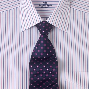 Savile Row White Navy Pink Narrow Stripe Classic Shirt