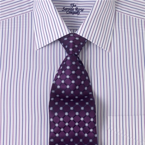 White Purple Navy Narrow Stripe Classic Shirt
