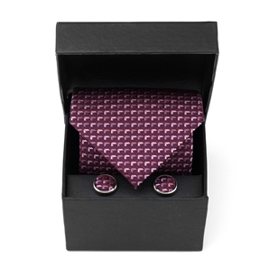 Savile Row Wine/Pink Boxed Tie-and-Cufflink Set