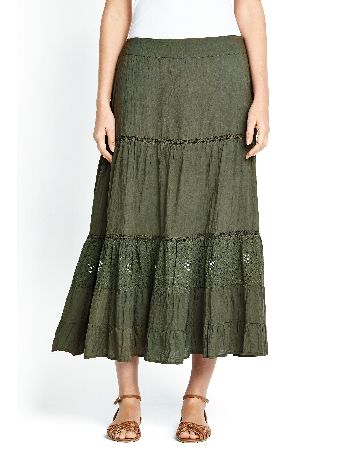 Petite Savoir Sequin Crushed Cotton Skirt