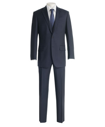Mens Suit by Savoy Taylors Guild in Navy Wide Pinstripe