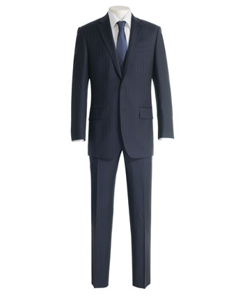 Mens Suit by Savoy Taylors Guild in Navy Wide Pinstripe