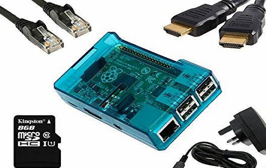 SB Components New Raspberry Pi Model B  XBMC Media Centre Kit with Clear Blue Case