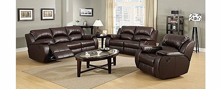 SC Furniture Ltd Brown Leather 3 2 1 Recliner Suite PASCARA