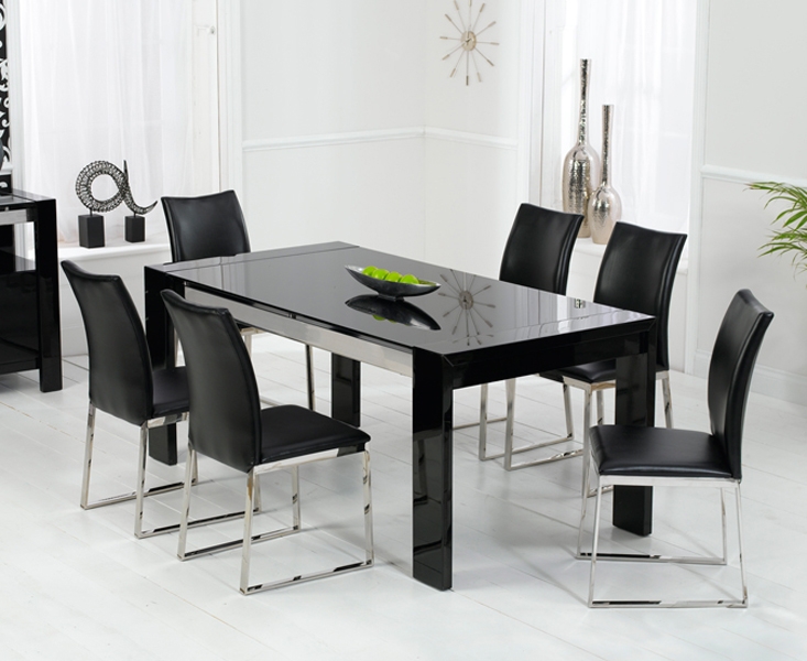 Scala Black Gloss Dining Table - 180cm and 6