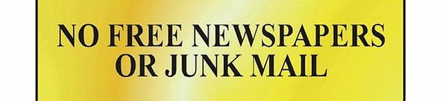 Scan 6023 Legend No Free Newspapers or Junk Mail Safety Sign