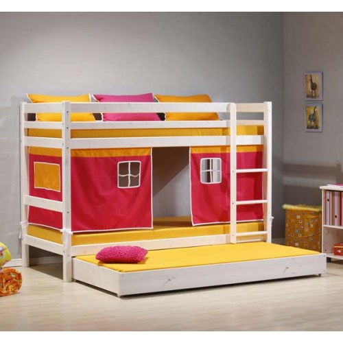 Thuka Minnie Solid Pine White Bunk Bed with Pink