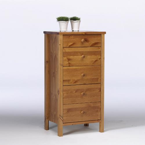 Scandinavian Pine Olsen 5 Drawer Narrow Chest