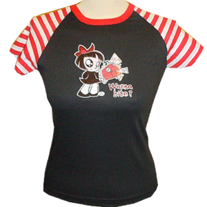 Scary Miss Mary Wanna Bite Stripe Raglan Tee