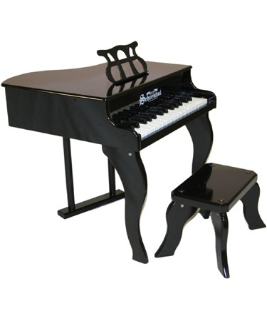 Schoenhut Piano Company Fancy Black Baby Grand Piano with Matching Bench