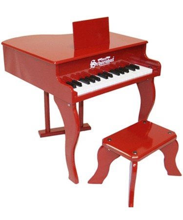 Fancy Red Baby Grand Piano with Matching Bench