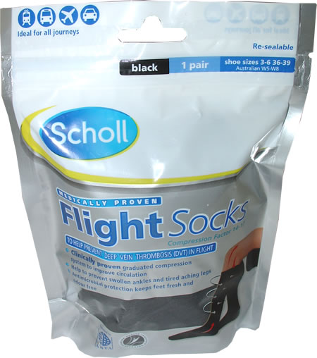 Scholl Flight Socks Black 3-6