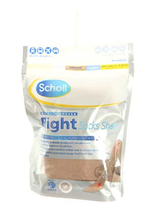 Scholl Ladies 2 Pair Scholl Sheer Flight Socks 4-6 Ladies - Natural