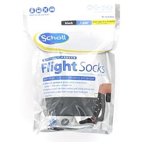 Scholl Ladies and Mens 1 Pair Scholl Cotton Feel Flight Socks 9.5-12 Unisex - Black