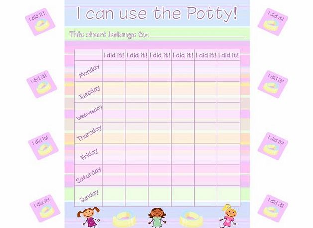 School Stickers A4 Girl Potty / Toilet Training Chart amp; 70 Stickers Encouraging