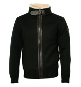 Schott Black Full Zip Bomber Style Sweater