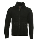 Schott Black Full Zip Chunky Sweater