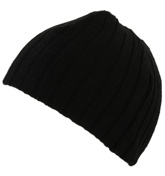 Schott Black Ribbed Beanie Hat