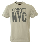 Schott Cement Grey T-Shirt with Large Logo