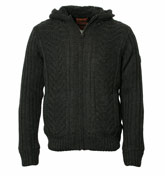 Dark Grey Full Zip Hooded Sweater