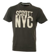 Schott Dark Grey T-Shirt with Large Logo
