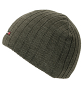 Schott Grey Ribbed Beanie Hat