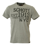 Schott Grey T-Shirt with Dark Grey Logo