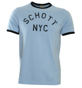 Schott Heather Blue NYC Logo T-Shirt