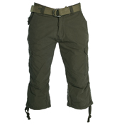Khaki Cargo 3/4 Length Shorts