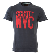 Schott Navy T-Shirt with Large Logo