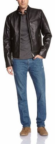 Mens LC 940D Leather Long Sleeve Jacket, Black, Large