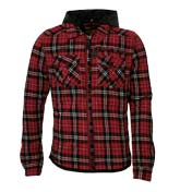 Schott Red Check Shirt with Detachable Hood