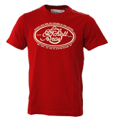 Schott Red T-Shirt with White Printed Logo