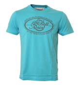 Schott Turquoise T-Shirt with Grey Printed Logo