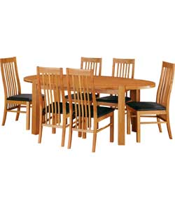Barnes Oak Oval Dining Table and 6