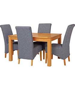 Oak Effect Dining Table and 4 Charcoal